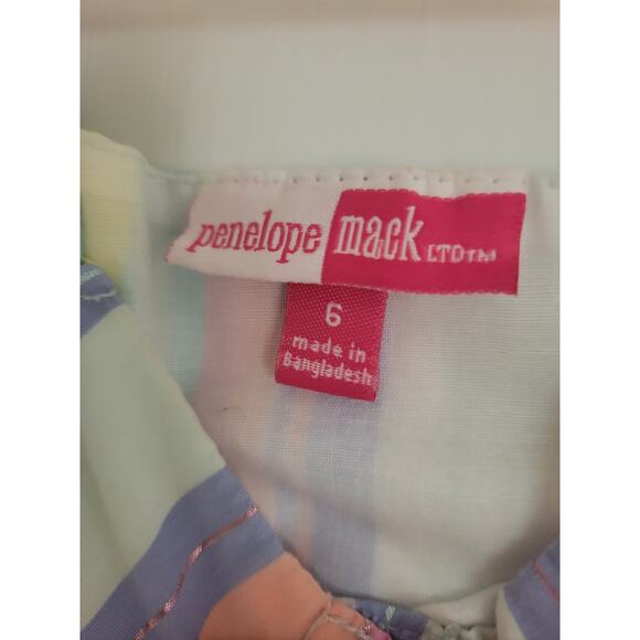 Penelope Mack Rainbow Striped Short Sleeve Button Front Dress Girls Size 6 - Picture 4 of 4